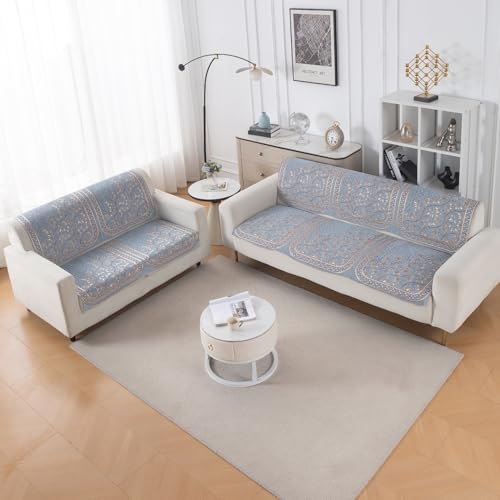 Image of HOKIPO Neel Baari Premium Chenille Jacquard Sofa Cover 3 Seater and 2 Seater Set - 5 Seater Sofa Cover (3+2) for Seat & Back | 'Royal Aangan Series' (IN-1008-L3*2 + IN-1007-L3*2)