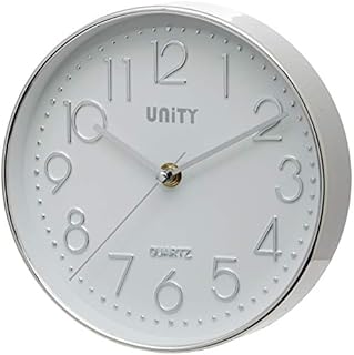 Unity UNSW940 Cambourne Wall Clock, Silver, 20 x 20 x 3 cm