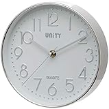 Wanduhr mit erhabenen Zahlen Unity UNSW940 Cambourne Wanduhr, Silber, 20 x 20 x 3 cm