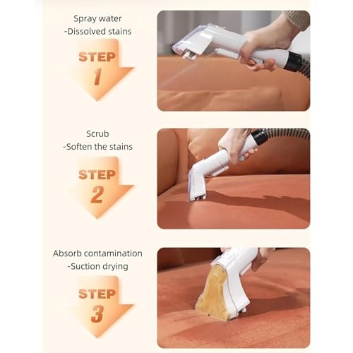 DOJOEUU Spot Curtain Cleaner Machine, Small Lightweight Handheld Carpet Cleaner, Double Tank, 9KPA Powerful Suction, 380W Portable Household Sofa Cleaner Machine for Mattress, Car Seat, Plush Toy - Image 6