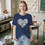 Cutesong Womens Teacher Shirts Math Teacher Life Teaching T-Shirt Do The Math Print Tee Top Deepblue