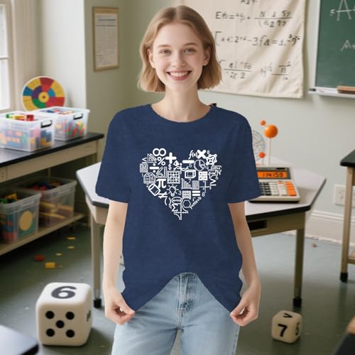 Cutesong Womens Teacher Shirts Math Teacher Life Teaching T-Shirt Do The Math Print Tee Top Deepblue