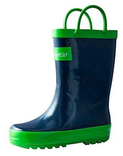 Oakiwear Kids Waterproof Rubber Rain Boots with Easy-On Handles 8