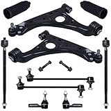 TUCAREST 10Pcs Suspension Kit Fit For 2013-2022 Chevy Trax, 13-22 Bu-ick Encore, Front Lower Control Arm w/Ball Joint + Outer Inner Tie Rod + Sway Bar + Boots [# K623137 K750683 EV800936 ES801558]