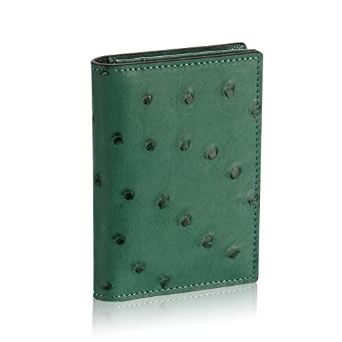 Image of HISCOW Full Grain Leather Business Card Holder Case | Minimalist EDC wallet, gusset holds 25 cards, ID window, fits folded bills, bifold profile, premium gifts for men & women