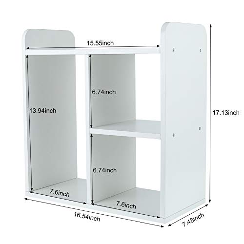 Pag Desktop Shelf Freestanding Wood Small Bookshelf Desk Supplies Organizers And Accessories Storage Display Rack Office Decor For Women, White #TOP2