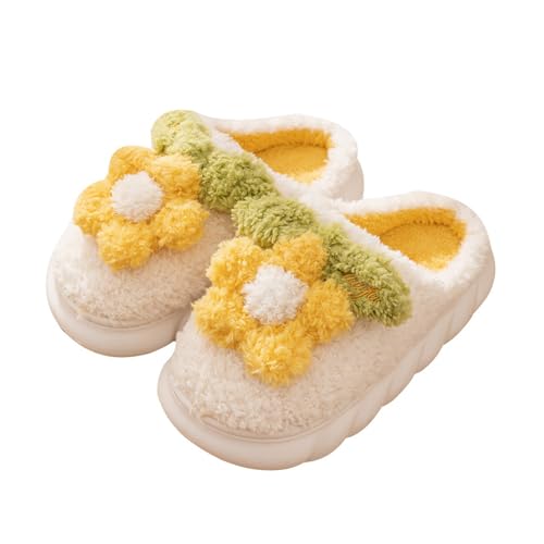 Flowers Slippers Animal Fuzzy Slippers Warm Cozy Non-Skid House Shoes Soft Warm Lining Indoor Outdoor Slide For Women Men