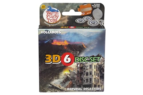 WARM FUZZY Toys Volcanoes and Natural Disasters Reels for Viewfinder - Viewfinder Reels for Kids & Adults, Classic Toys, 3D Reel, Retro Toys, Contains 6 Slides with 42 High Definition 3D Images