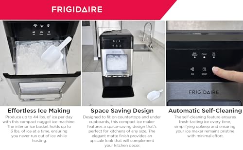Frigidaire EFIC235-AMZ Countertop Crunchy Chewable Nugget Ice Maker, 44lbs per Day, Self Cleaning Function, 120 Volts - image 9