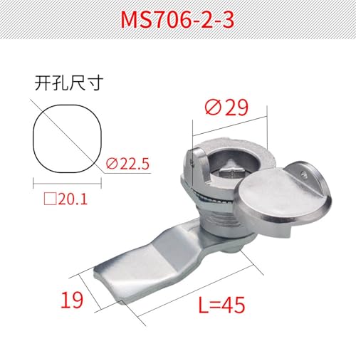 Cerradura MS706-2-3 triangular para cajas de distribución y gabinetes 3