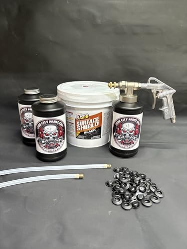 Gallon Black PB Blaster Surface Shield, with Pro Undercoating Spray Gun, 2 Wands, 3 Quart Bottles, and 50 Rust Plugs