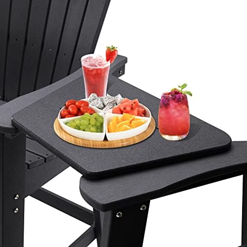 LZRS Adirondack Square Connecting Plate Side Table, Poly Lumber End Tables for Patio, Backyard,Pool, Arm Tray Table for Adirondack Chair, Easy Maintenance & Weather Resistant(Black)