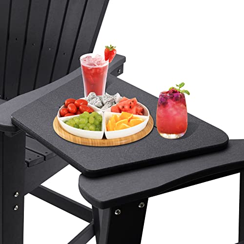Lzrs Adirondack Square Connecting Plate Side Table, Poly Lumber End Tables For Patio, Backyard,Pool, Arm Tray Table For Adirondack Chair, Easy Maintenance & Weather Resistant(Black) #TOP2