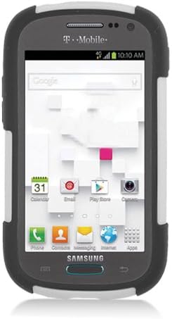 Eagle Cell Hybrid Case with Y Stand for Samsung Galaxy Exhibit T599 - Retail Packaging - Black/White