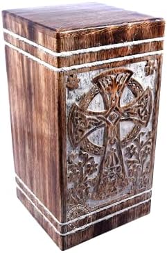 Urn for Human Ashes Adult Cross Design Handcrafted Beautifull Large Wooden Box Home Decorable Memory Storage Urn Ideal for Gift by A-F Luxury Handicraft image 4