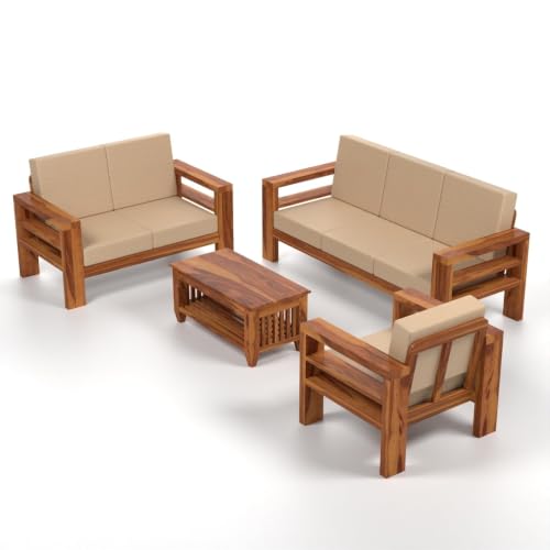 Image of Sheesham Wooden 6 Seater Sofa Set for Living Room | Solid Wood Sofa | Rosewood Sofa Set for Home & Office | Lounge