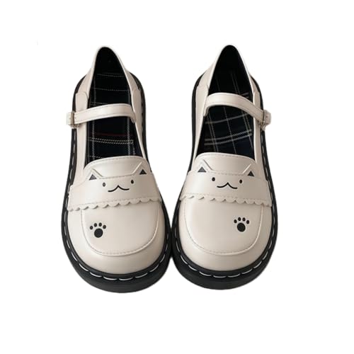 Scarpe Lolita da Donna Tacco Mary Jane Décolleté in Pizzo con Fiocco Kawaii Simpatici Stivali con Zeppa Cosplay con Cinturino Incrociato Tacco a Blocco Stile Dolce