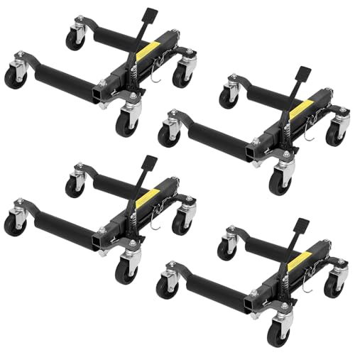 Garvee Car Wheel Dolly Jack Set of 4, Hydraulic 1500 LBS Car Dolly Jack w/Non-Slip Pedal & Heavy Duty Rollers, 12 in Lift Vehicle Positioning System f