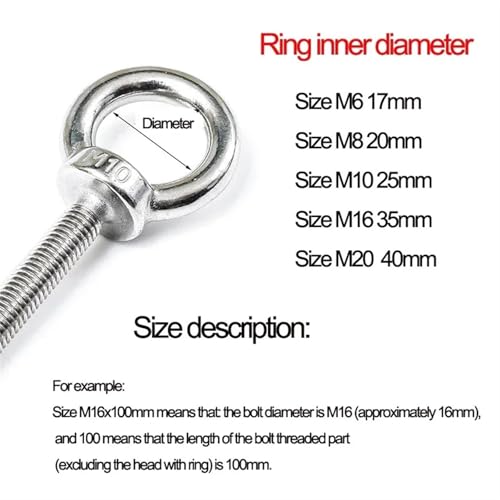 Tornillo de anillo de elevación M20X120mm para cargas pesadas y anclajes profundos 4