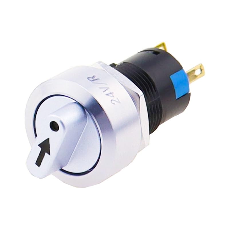 1PCS 16mm Metal Rotary selector Switch 2 3-Position Switch 12V Led red and Green Stainless Steel Push Button Switch 1NO1NC self-Locking SPDT(Red,12V LED)