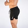 Superora Mens Running Gym 2 in 1 Sport Shorts Breathable Outdoor Workout Training Shorts with Pockets, Black, L #1
