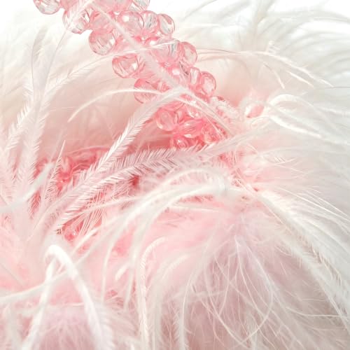 Image of Miuco Real Natural Ostrich Feather Beaded Handbags For Women Handmade | Evening Bags Clutch Purse