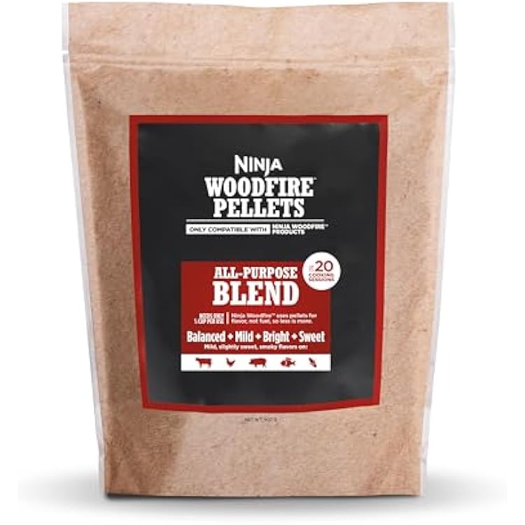 Ninja XSKOP2RL Woodfire Pellets, All Purpose Blend 2-lb Bag, up to 20 Cooking Sessions, 100% Real Wood Pellets, Only Compatible with Ninja Woodfire Grills &amp; Ovens, All Purpose Blend