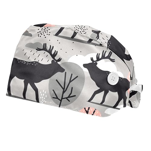 Casquettes de travail ajustables mixtes avec bandeau de sudation motif animal cerf