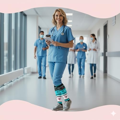 Image of Sooverki Compression Socks for Women & Men 6 Pairs is Best Supportive Knee High Stockings for Circulation, Travel, Nurses