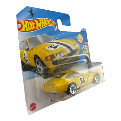 Hot Wheels Ferrari 365 GTB4 Competizione JBC19 HW Race Day 10/10 Short Card Yellow Ferrari Licence Mattel 2025 1:64