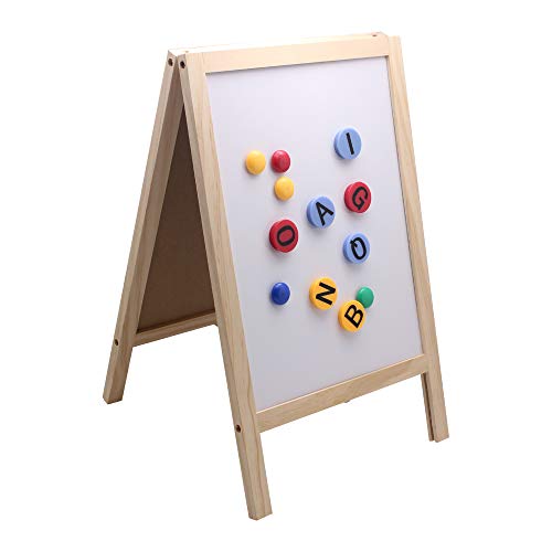 Bangqiao Wooden Freestanding A Frame Non Magnetic Chalkboard And Magnetic Dry Erase White Board Display Sign, Double Sided Tabletop Message Board For Home, Office And Counter #TOP3