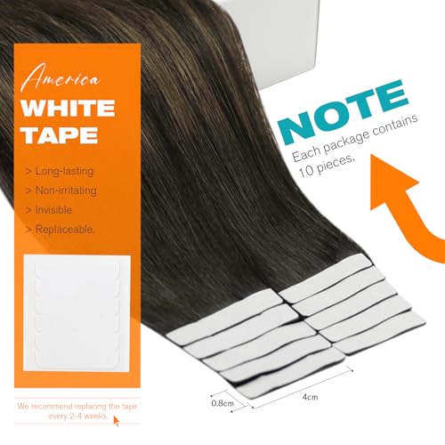 Image of Sunny Hair Brown Tape in Hair Extensions Human Hair Balayage Skin Weft