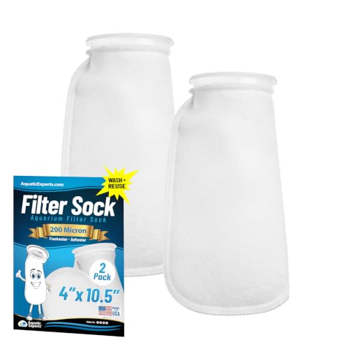 Aquatic Experts Felt Filter Socks – 4 Inch Ring Style, 200 Micron Aquarium Filter Sock for Sumps & Aquariums (4" x 10.5", 2 Pack)