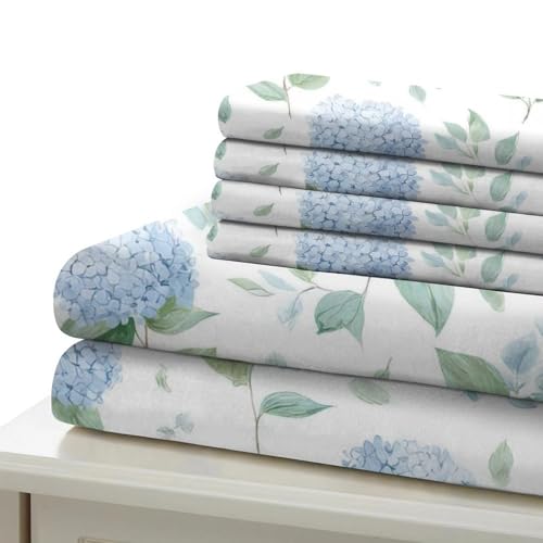 Housse de couette 3 pièces hypoallergénique bleu hydrangea lit King size - 7