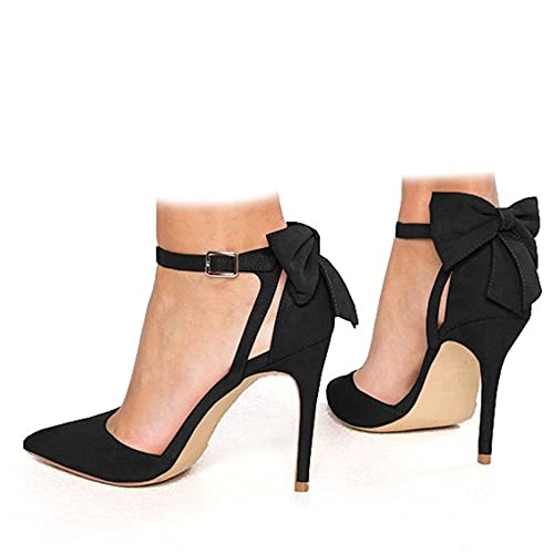 Fashare Womens High Heels Bow Tie Stiletto Ankle Strap Wedding Dress Pumps Shoes