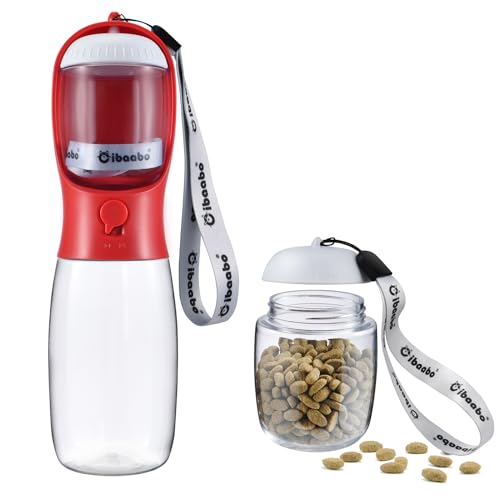 Dog Water Bottle with Food Container, Travel Puppy Water Bowl, Po...