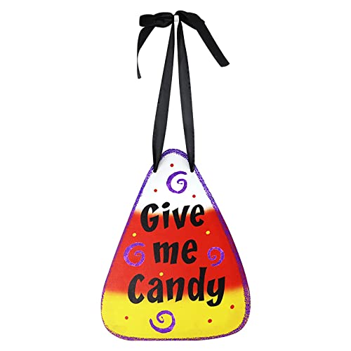 Colgante de madera para Halloween, caramelo, calabaza, esqueleto, fiesta, escena, decoración, manualidades, panel redondo de vidrieras (D, talla única)