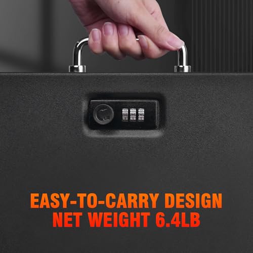 TOTOY Portable Fireproof Document Box with 3-digit Combination Lock, Safe Box for Valuables, Hand Held Storage Lock Box for Documents, Passport, Cash, Tablet - Thumbnail 4