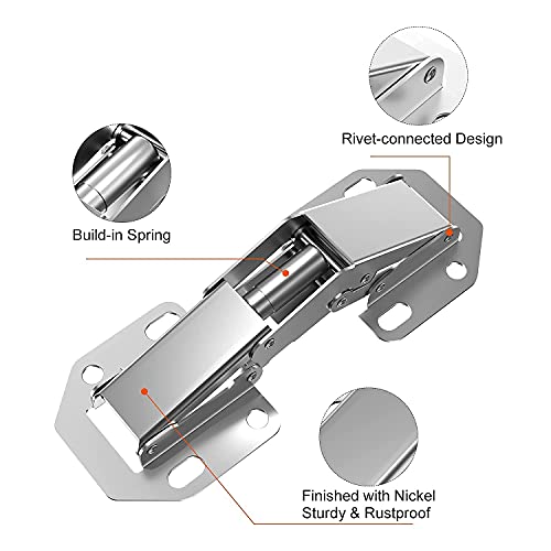 Hosom 8-Pack Concealed Cabinet Hinges, Hidden Hinges For Cabinet Doors, Frameless Surface Mount Hinges, 90 Degree Hinges, Easy Installation #TOP5