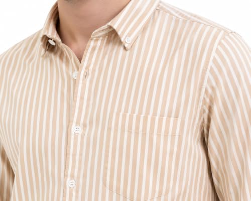 Image of Youth First Men's Cotton Blend Casual Shirt | Regular Fit Solid Full Sleeve Button Down Collared Shirts | Comfortable Formal Office Business Casual for Men