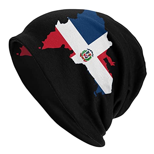 TZT Dominican Republic Map Flag Beanie Hats Skull Cap Adult Knit Hat Soft Balaclava Baggy Hat Outdoor for Mens Womens