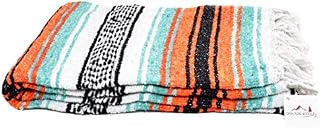 Open Road Goods Mexican Blanket in Mint, Orange & Black - Great
