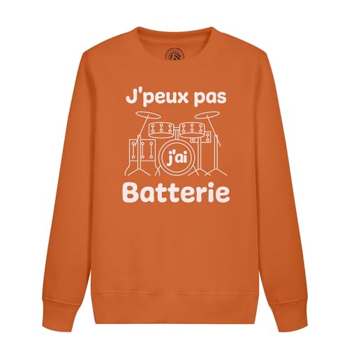 Sweatshirt enfant rock j'peux pas j'ai batterie en coton noir