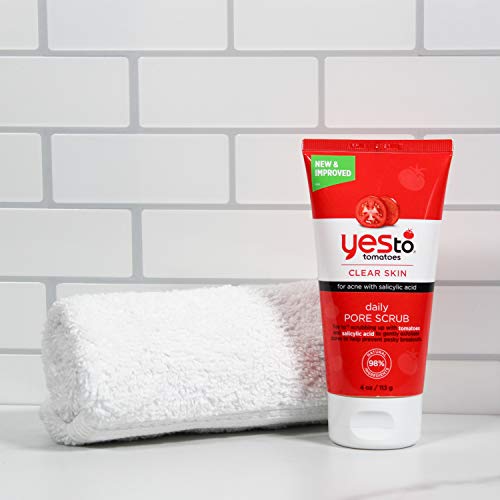 Yes To Tomatoes Daily Pore Face Scrub - Salicylic Acid Help Reduce and Clear Blackheads Bamboo Exfoliating Facial Scrub for Clear Skin | 4 Ounce