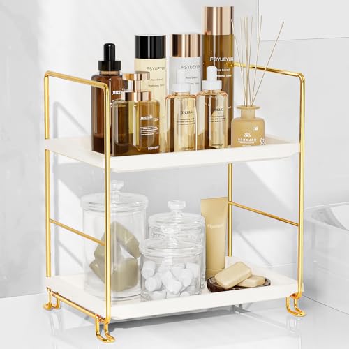 FSyueyun 2-Tier Bathroom Countertop Organizer, Tool-Less Installation Premium Plastics Makeup