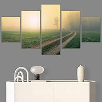 SIGNWIN 5 Panel Canvas Wall Art Setting in The Trees for Home Decorations Ready to Hang - 60