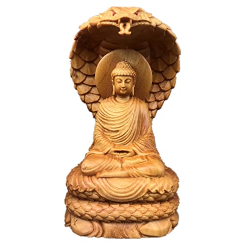 Estatua de Buda Amitabha de Madera Maciza miniatura 1