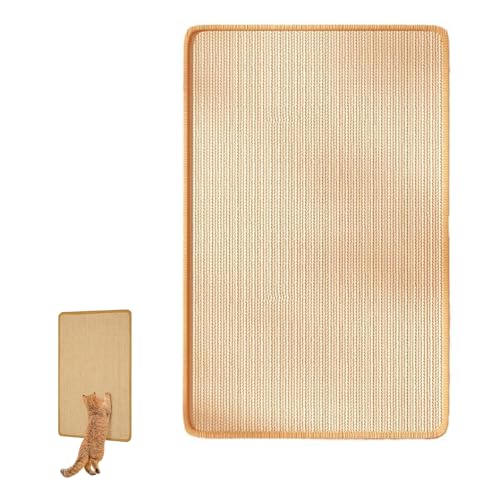 猫用爪とぎ 厚くする 50*25CM 猫 爪研ぎ マット 爪研ぎシート 爪切り不要の爪とぎボード 猫引っ掻き傷防止 汚れ防止 柱、ソファ、家具、壁に貼る 天然サイザル麻製 耐摩耗 爪を傷つけない (1個)