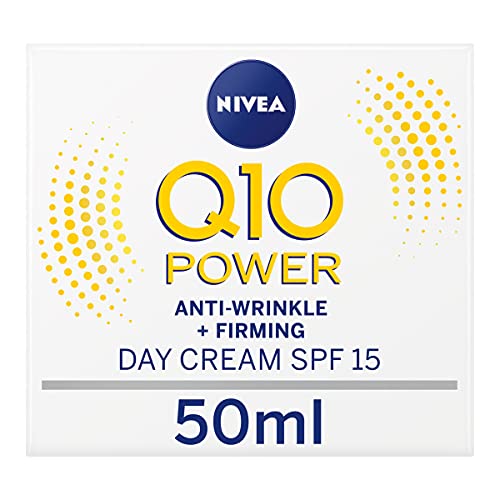 NIVEA Q10 Anti-Wrinkle Power Firming Day Cream SPF 15 (50ml), Anti-Wrinkle Face Cream with Skin Identical Q10 and Creatine, Face Cream for 3x Wrinkles
