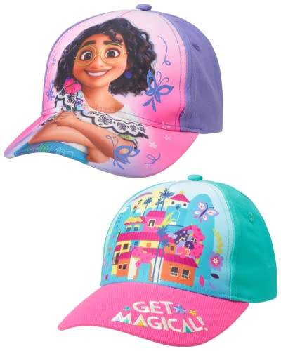 Disney Encanto Kids Baseball Cap 2 Pack, Adjustable Hats Set for Toddler Girls, Age 2-4 Years